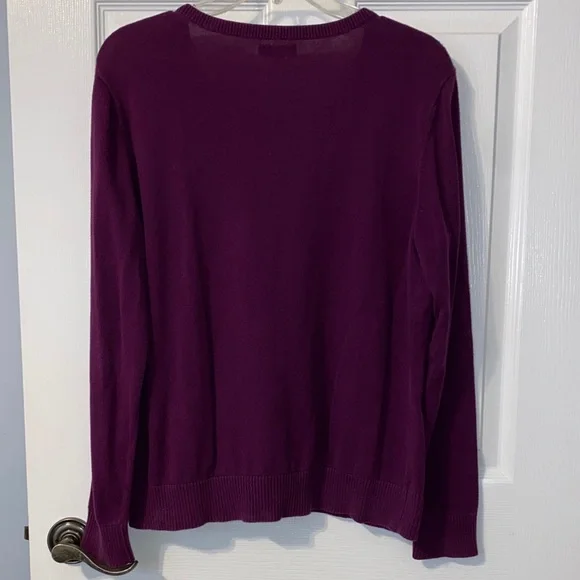 Izod V-Neck Argyle Sweater - Purple and Brown - Picture 5 of 9